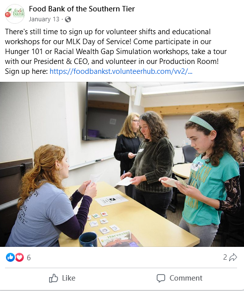Food Bank of the Southern Tier Facebook Post